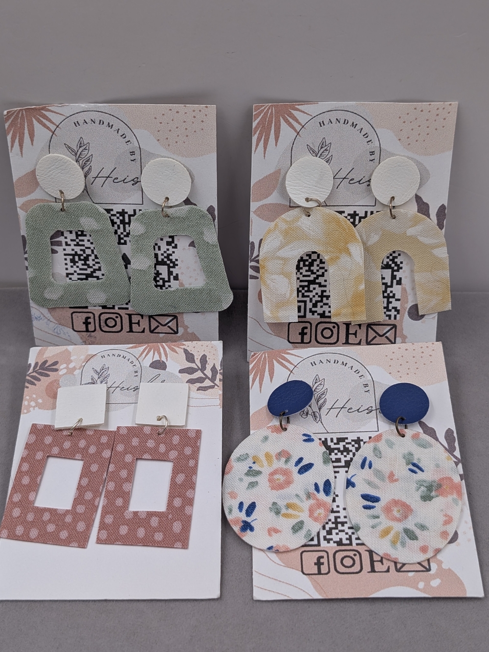Handmade by Heisler 4 Pair Lightweight Fabric Statement Earrings | 1130